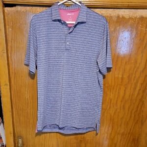 Men's Blue And Pink Striped Polo Shirt
